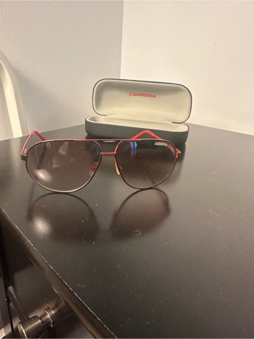 Carrera Red Frame Brown Gradient Aviator Sunglasses